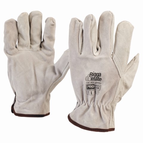 GLOVE COW SPLIT ( SUEDE LOOK) RIGGER GREY. LARGE 